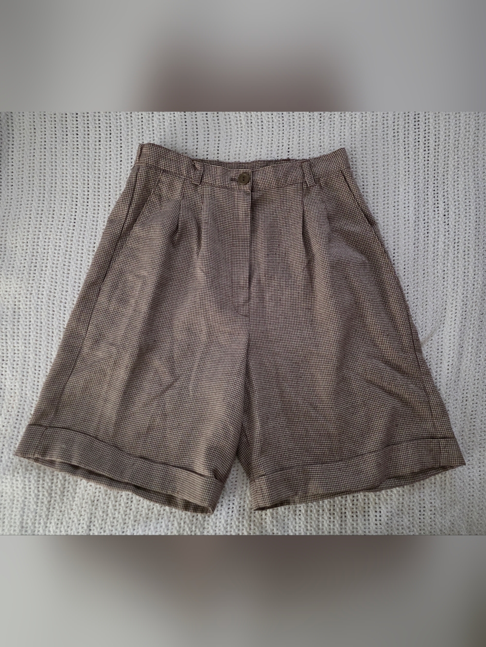 Vintage 1970s 1980s High Waist Tan Tweed Trouser Shorts Summit by Leslie Fay